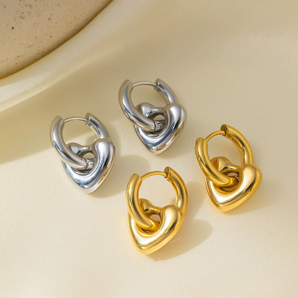 Wholesale Heart Hoop Detachable Titanium Steel Electroplated Earrings For Women