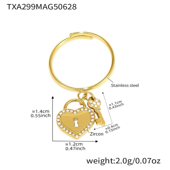 Wholesale Heart Lock Key Titanium Steel Jewelry Necklace Ring Set With Colorpreserving Electroplating For Women