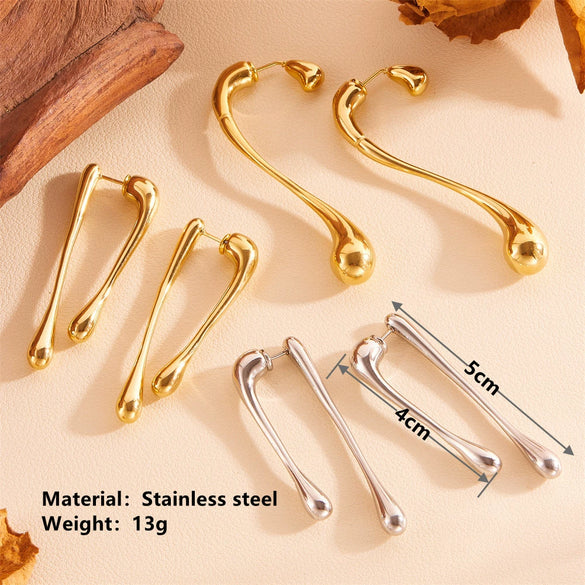 Wholesale Heart Pattern Stainless Steel And Titanium Steel Long Drop Earrings 18K Gold Plated For Women