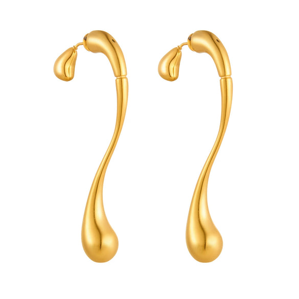 Wholesale Heart Pattern Stainless Steel And Titanium Steel Long Drop Earrings 18K Gold Plated For Women