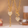 Wholesale Heart Pendant Ot Clasp Collarbone Necklace And Bracelet In Stainless Steel With Real Gold Plated Electroplating For Women