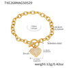Wholesale Heart Pendant Ot Clasp Collarbone Necklace And Bracelet In Stainless Steel With Real Gold Plated Electroplating For Women
