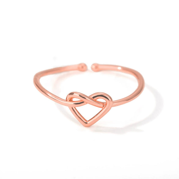 Wholesale Heart Shape Adjustable Opening Ring Copper 18K Gold Plated For Women