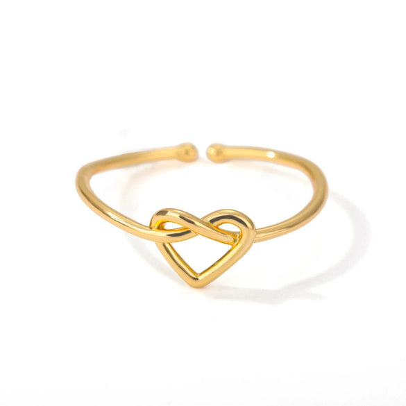 Wholesale Heart Shape Adjustable Opening Ring Copper 18K Gold Plated For Women