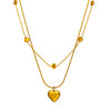 Wholesale Heart Shape 18K Goldplated Titanium Steel Double Layer Snake Bone Chain Necklace For Women