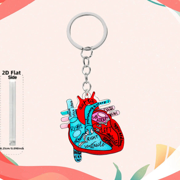 Wholesale Heart Shaped Acrylic Keychain With Nurse Theme Printing For Bag Charm Gift