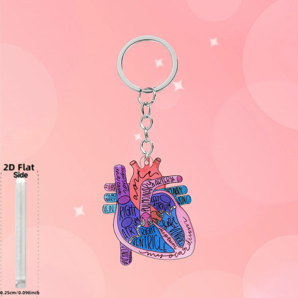 Wholesale Heart Shaped Acrylic Keychain With Nurse Theme Printing For Bag Charm