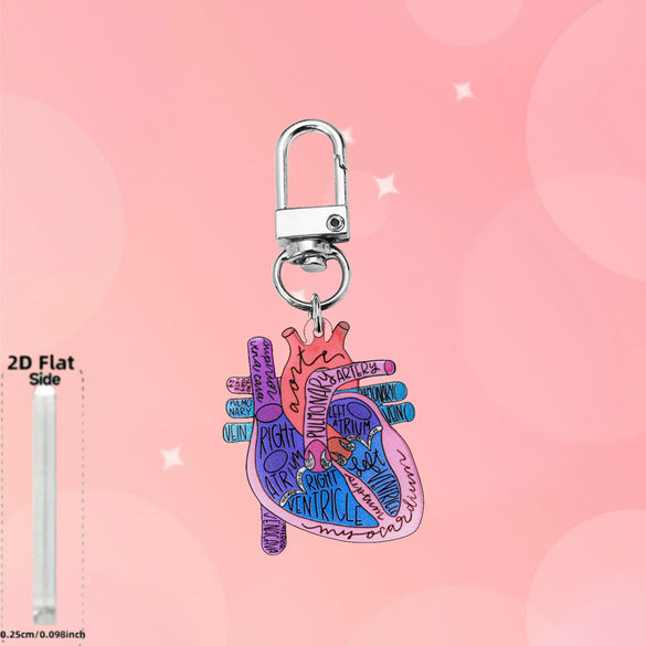 Wholesale Heart Shaped Acrylic Keychain With Nurse Theme Printing For Bag Charm