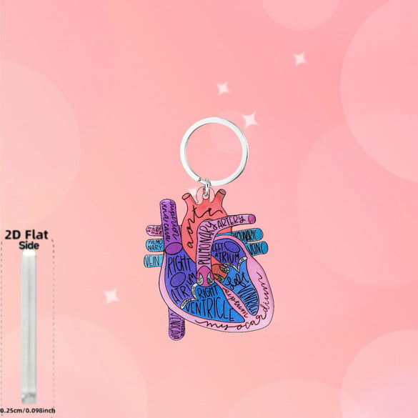Wholesale Heart Shaped Acrylic Keychain With Nurse Theme Printing For Bag Charm