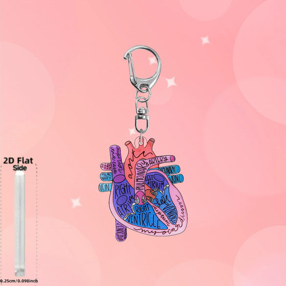 Wholesale Heart Shaped Acrylic Keychain With Nurse Theme Printing For Bag Charm