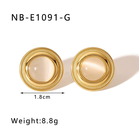 Wholesale Heart Shaped And Geometric C Shaped Fashionable Earrings For Women Stainless Steel With 18K Vacuum Plated In Furnace
