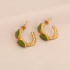 Wholesale Heart Shaped C Shaped Stainless Steel Earrings With Dripping Oil For Women
