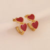Wholesale Heart Shaped C Shaped Stainless Steel Earrings With Dripping Oil For Women