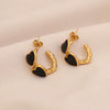Wholesale Heart Shaped C Shaped Stainless Steel Earrings With Dripping Oil For Women