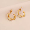 Wholesale Heart Shaped C Shaped Stainless Steel Earrings With Dripping Oil For Women