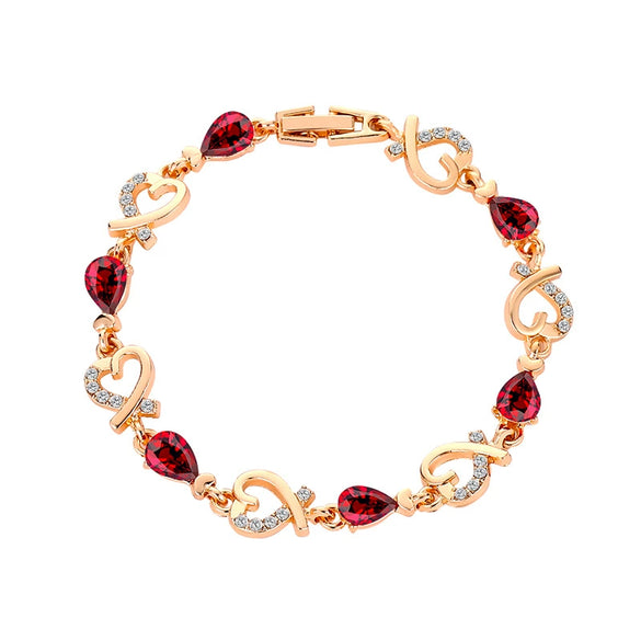 Wholesale Heart Shaped Copper Lady Bracelet With Hollow Out Elegant Flower And Diamond Embedded Design