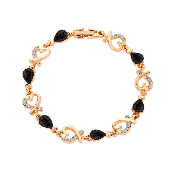 Wholesale Heart Shaped Copper Lady Bracelet With Hollow Out Elegant Flower And Diamond Embedded Design