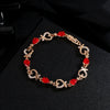 Wholesale Heart Shaped Copper Lady Bracelet With Hollow Out Elegant Flower And Diamond Embedded Design
