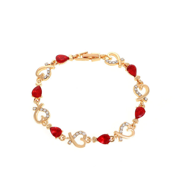 Wholesale Heart Shaped Copper Lady Bracelet With Hollow Out Elegant Flower And Diamond Embedded Design