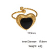 Wholesale Heart Shaped Electroplated Stainless Steel Open Ring Women's Jewelry
