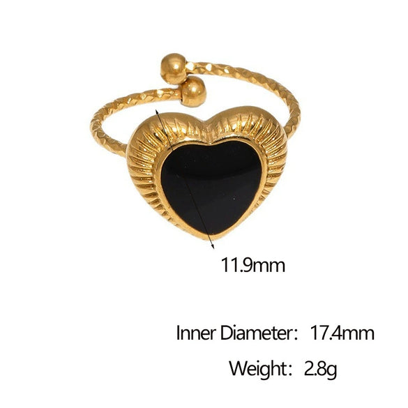 Wholesale Heart Shaped Electroplated Stainless Steel Open Ring Women's Jewelry