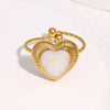Wholesale Heart Shaped Electroplated Stainless Steel Open Ring Women's Jewelry