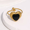 Wholesale Heart Shaped Electroplated Stainless Steel Open Ring Women's Jewelry