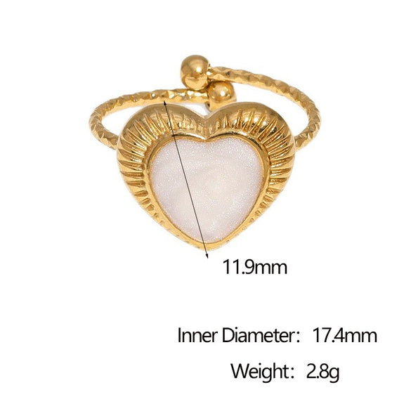 Wholesale Heart Shaped Electroplated Stainless Steel Open Ring Women's Jewelry