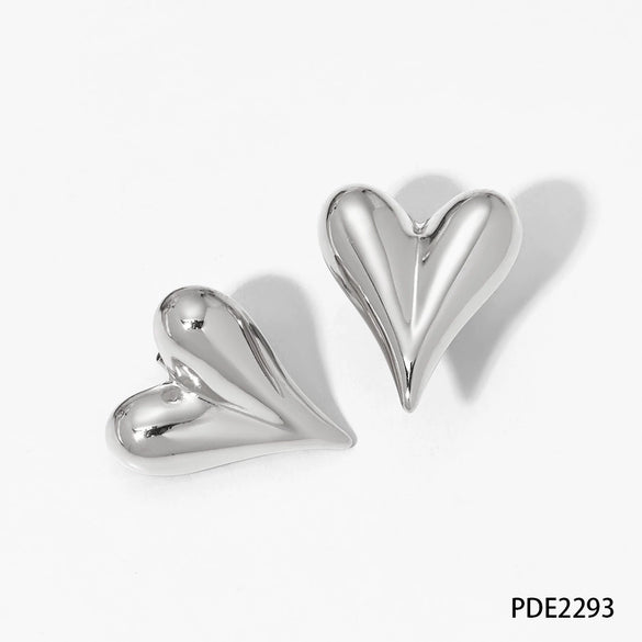 Wholesale Heart Shaped Hollow Stainless Steel Earrings With Electroplating Treatment Fashionable And Exquisite For Women