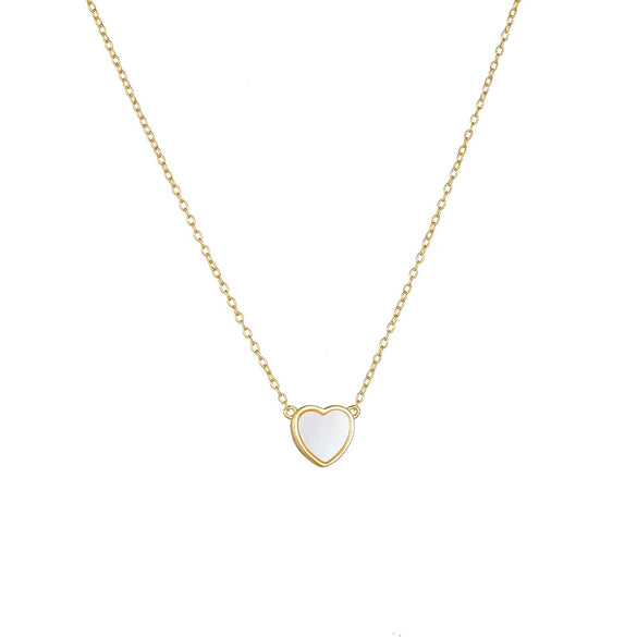 Wholesale Heart Shaped Inlaid Shell 925 Sterling Silver Pendant Necklace For Women