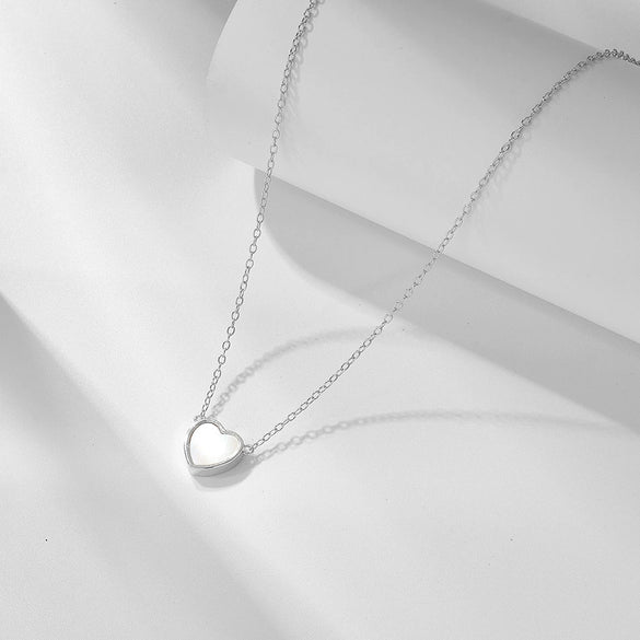 Wholesale Heart Shaped Inlaid Shell 925 Sterling Silver Pendant Necklace For Women