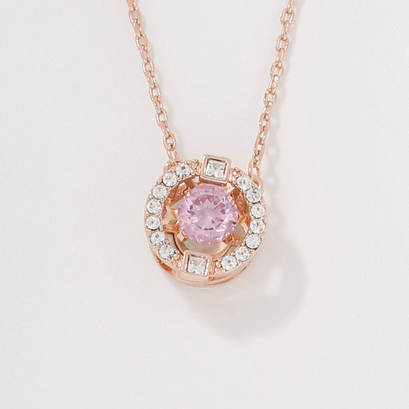 Wholesale Heart Shaped Stainless Steel And Copper Zircon Pendant Necklace With Electroplating In Fashion Geometric Style For Women