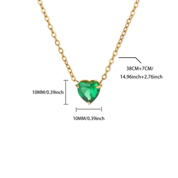 Wholesale Heart Shaped Stainless Steel Birthstone Necklace With 18K Gold Plated Electroplating For Women
