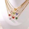 Wholesale Heart Shaped Stainless Steel Birthstone Necklace With 18K Gold Plated Electroplating For Women
