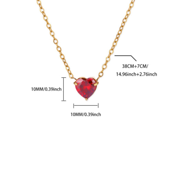 Wholesale Heart Shaped Stainless Steel Birthstone Necklace With 18K Gold Plated Electroplating For Women