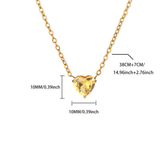 Wholesale Heart Shaped Stainless Steel Birthstone Necklace With 18K Gold Plated Electroplating For Women