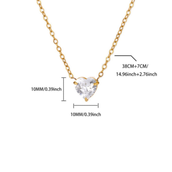 Wholesale Heart Shaped Stainless Steel Birthstone Necklace With 18K Gold Plated Electroplating For Women