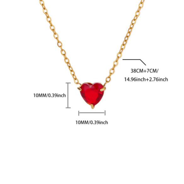 Wholesale Heart Shaped Stainless Steel Birthstone Necklace With 18K Gold Plated Electroplating For Women