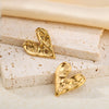 Wholesale Heart Shaped Stainless Steel Earrings With 18K Gold Plated Geometric Rock Surface For Women