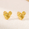 Wholesale Heart Shaped Stud Earrings For Women Glossy Pleated Stainless Steel 18K Gold Plated
