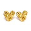 Wholesale Heart Shaped Stud Earrings For Women Glossy Pleated Stainless Steel 18K Gold Plated