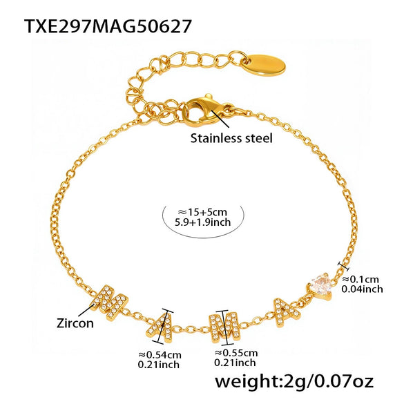 Wholesale Heart Shaped Super Flash Zircon Stainless Steel 18K Gold Plated Necklace Bracelet Set For Women