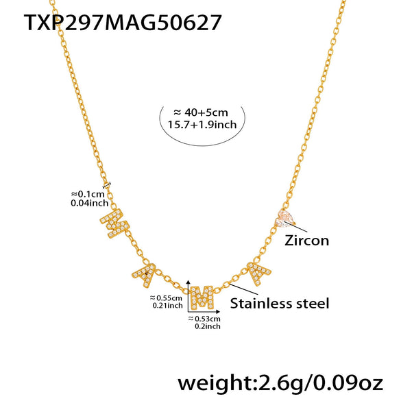 Wholesale Heart Shaped Super Flash Zircon Stainless Steel 18K Gold Plated Necklace Bracelet Set For Women