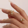 Wholesale Heart Square Geometric Style Opening Ring Stainless Steel 18K Gold Plated