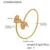 Wholesale Heart Square Geometric Style Opening Ring Stainless Steel 18K Gold Plated