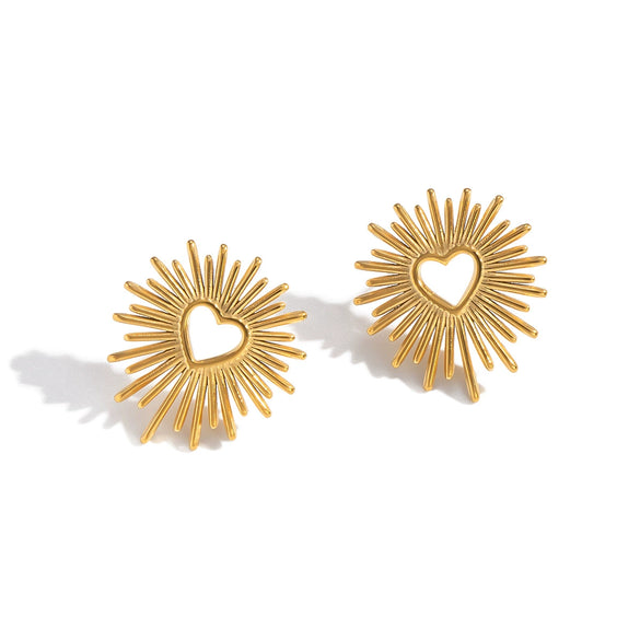 Wholesale Heartshaped Abstract Design Earrings Titanium Steel Stainless Steel Ear Needles Pvd Furnace Vacuum Real Gold Plating Girls