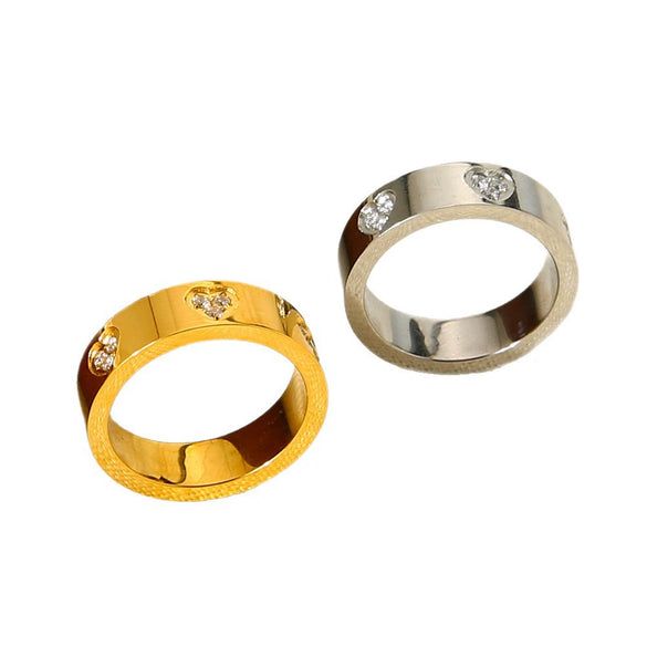 Wholesale Heartshaped And Geometric Zircon Stainless Steel 18K Gold Plated Ring For Women