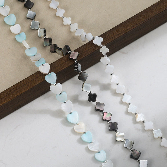 Wholesale Heartshaped Clavicle Necklace With Natural Shell Beads And 925 Silver Pendant Electroplated Geometric Design For Women