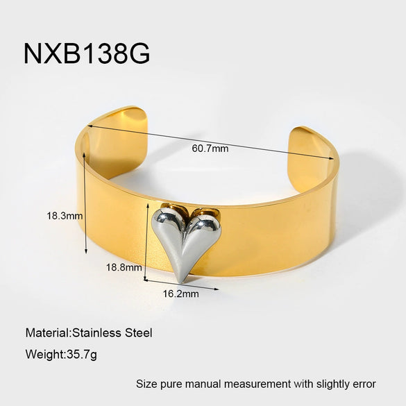 Wholesale Heartshaped Colorblocking 18K Gold Plated Stainless Steel Bracelet For Women