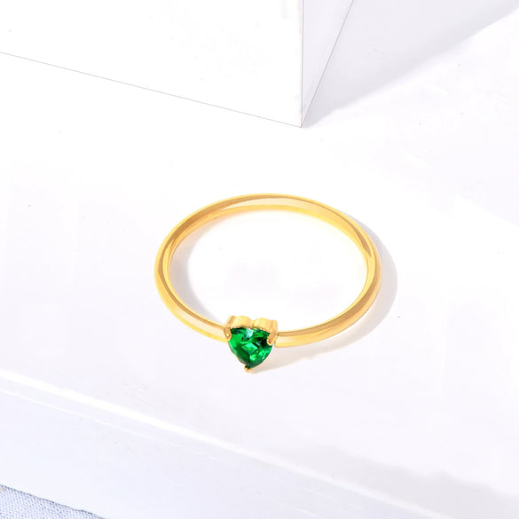 Wholesale Heartshaped Colored Diamond Ring Titanium Steel Geometric Style Women's Jewelry